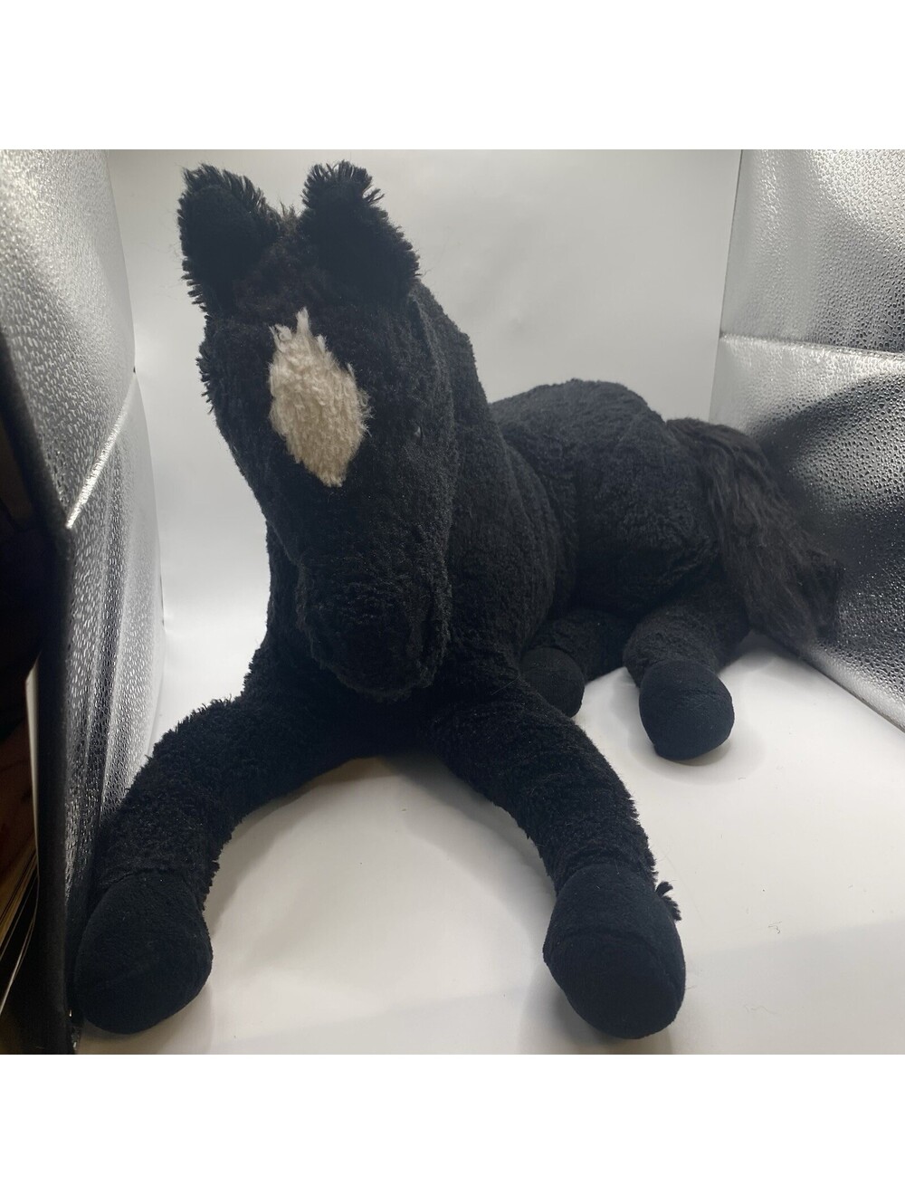 2010 Dandee Qingdao Large Black Horse Plush  Lying Down /Stallion Black Beauty